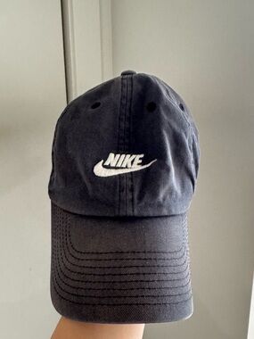 Nike Black Cap with White Swoosh Logo